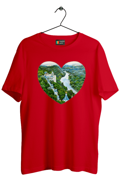 Футболка чоловіча з принтом "Святогорская лавра". Донецька область, ліс, монастир, пейзаж, річка, святогірськ, україна, церква. 2070702