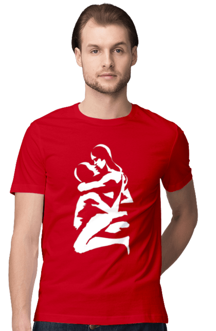 Футболка чоловіча з принтом "Білі Тіла". Жінка, контур, тіла, чоловік. 2070702