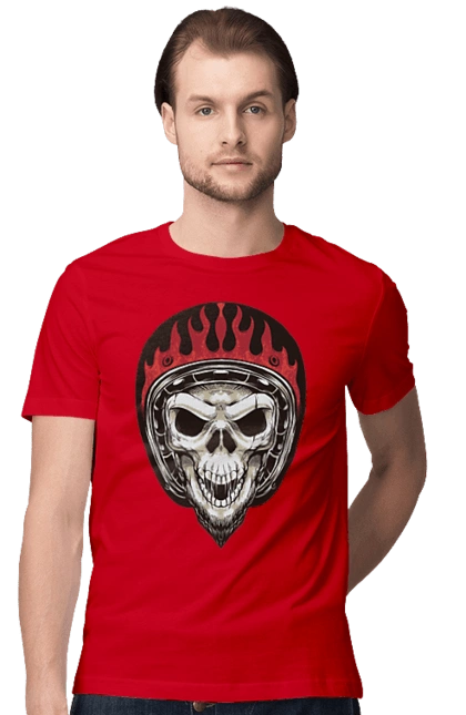 Skull in a motorcycle helmet