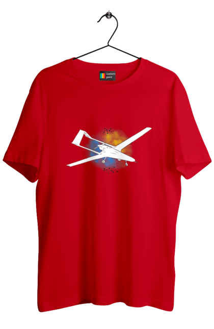 Футболка чоловіча з принтом "Товариш байрактар". Акварель, байрактар, небо, славаукраїні, україна. 2070702