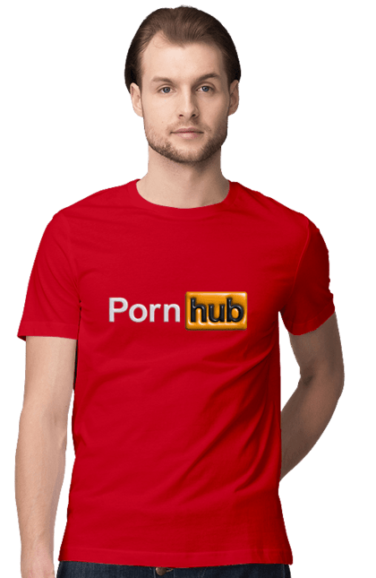 Футболка чоловіча з принтом "Порно Хаб". Гумор, логотип порнохаб, молодіжна, порно хаб, порнхаб. CustomPrint.market