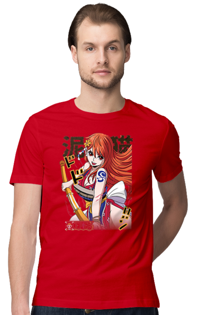 Men's t-shirt with prints One Piece Nami. Anime, cat burglar, manga, nami, one piece, straw hat pirates. 2070702