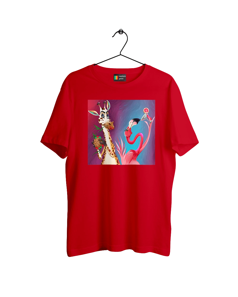 Giraffe And Flamingo At The Party