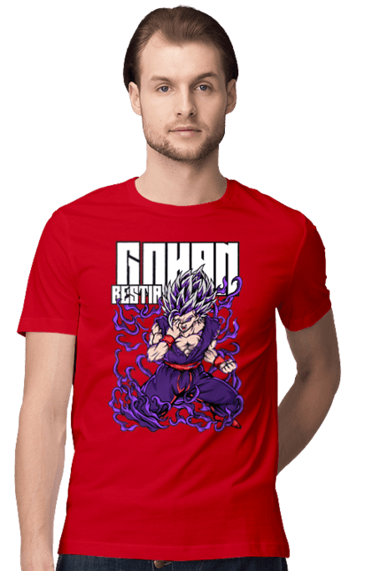 Men's t-shirt with prints Dragon Ball Gohan. Anime, dragon ball, gohan, goku, manga, tv series, vegeta. 2070702