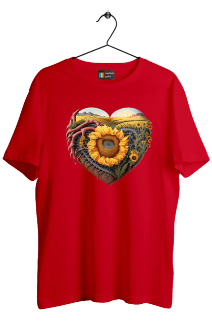 Футболка чоловіча з принтом "Символи України". Небо, поле, пшениця, символи україни, соняшник, україна. 2070702