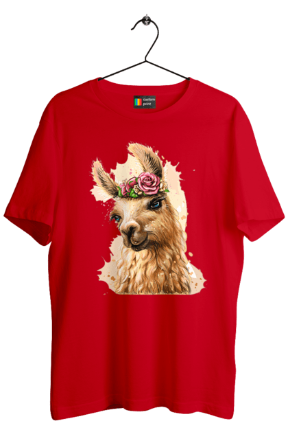 Men`s t-shirt with prints Lama Portrait. Animal, lama, portrait. 2070702
