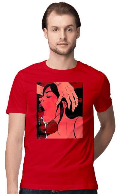 Men`s t-shirt with prints Girl Sucks With Saliva. Sex, suck. 2070702