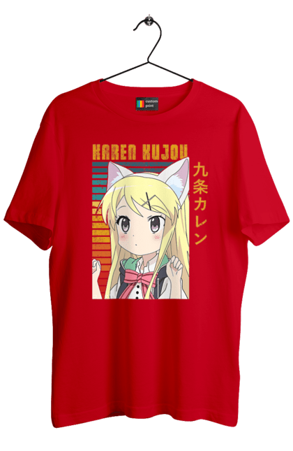 Men's t-shirt with prints Kiniro Mosaic Karen Kujo. Anime, gold mosaic, karen, karen kujo, kiniro mosaic, kinmoza, manga. 2070702