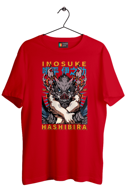 Men's t-shirt with prints Demon Slayer Inosuke. Anime, demon slayer, inosuke, inosuke hashibira, kimetsu no yaiba, manga. 2070702