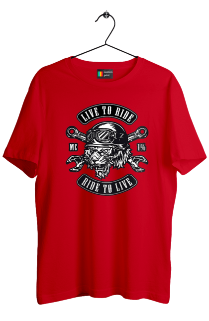 Men`s t-shirt with prints Live To Ride, Tiger. Moped, tiger, to ride. 2070702