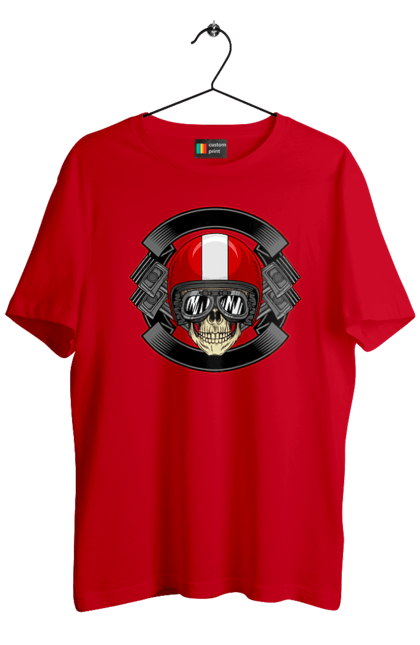 Футболка чоловіча з принтом "череп мотоцикліст". Мотоцикліст \, череп, шолом. 2070702