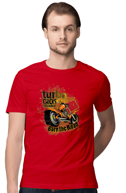Men`s t-shirt with prints Turbo Moped. Moped, riding, speed. 2070702