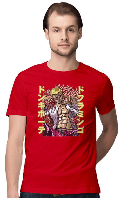 Men's t-shirt with prints One Piece Donquixote Doflamingo. Anime, donquixote doflamingo, heavenly yaksha, manga, one piece, straw hat pirates. 2070702