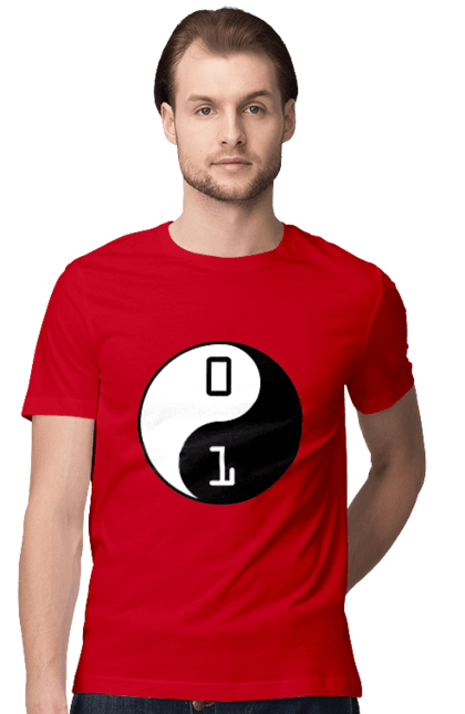 Футболка чоловіча з принтом "Інь Янь". Angular, c, css, html, it, javascript, jquery, php, python, react, svelt, vue, айтишник, айті, гумор, код, кодувати, прогер, програміст, програмісти, ти ж, ти ж програміст, тиж програміст. 2070702