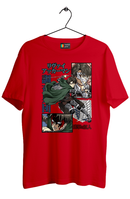 Men's t-shirt with prints Attack on Titan Levi. Ackerman, anime, attack on titan, levi, manga, shingeki no kyojin, survey corps. 2070702