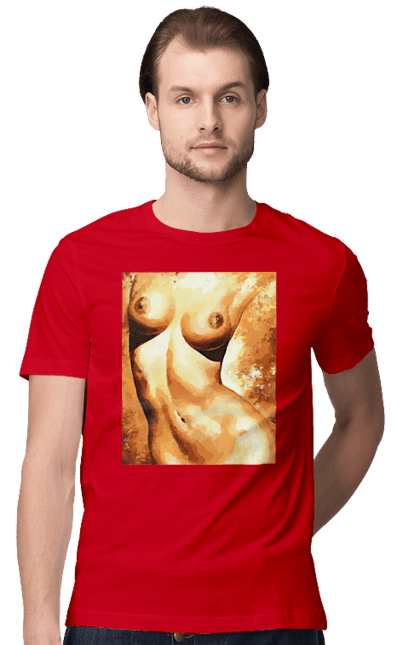 Футболка чоловіча з принтом "Краса тіла". Вигини жіночого тіла, грація тіла, груди, жіноче тіло, жіночі груди, краса тіла. 2070702