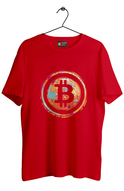 Футболка чоловіча з принтом "Біткоїн". Биткоин, бінарний, біткоїн, біткойн, валюта, гроші, крипто, програміст, хакер. 2070702