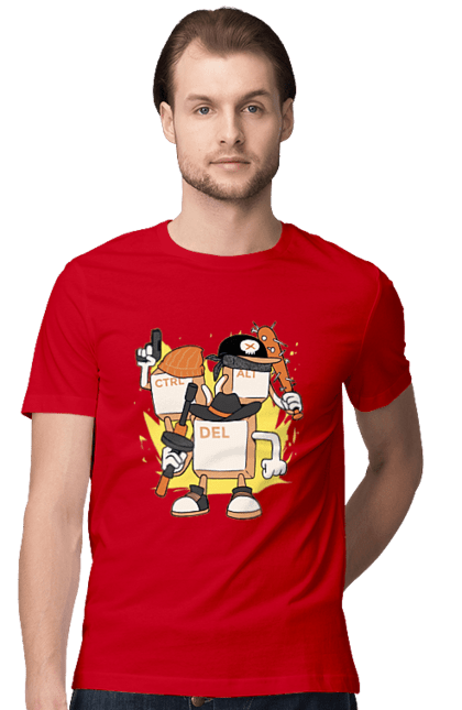 Футболка чоловіча з принтом "Ctrl alt del Програмерський екшен". 404, andoid, aws, backend, c++, cloud, css, data, dev, devops, frontend, geek, git, github, go, golang, google, hacker, html, ios, java, javascript, jquery, js, linux, nodejs, php, python, react, science, script, web, геймер, гік, дата, клавіши, код, компьютер, лінукс, мова, облако, пайтон, пингфин, программист, програмування, талисман, хакер. 2070702