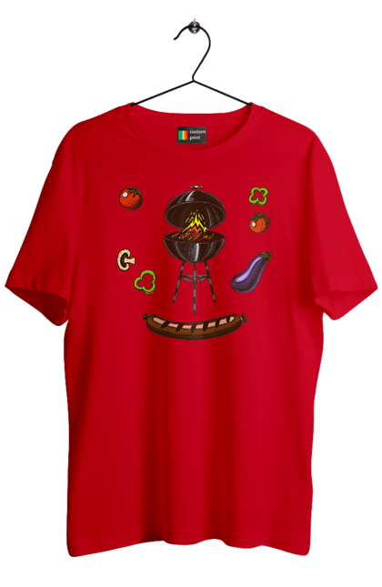 Футболка чоловіча з принтом "Барбекю Сосиска". Барбекю, гриль, смажити, сосиска. 2070702
