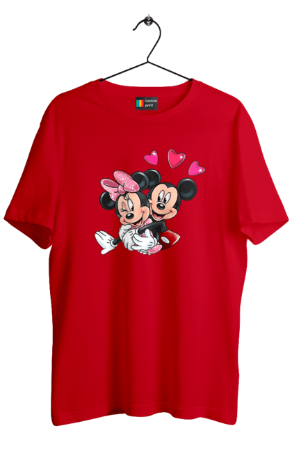 Футболка мужская с принтом Микки Маус и Минни Маус. Mickey mouse, minnie mouse, дисней, микки, микки маус, минни маус, мультфильм. 2070702