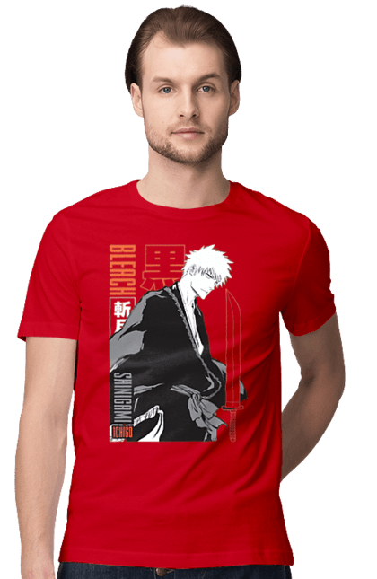 Men's t-shirt with prints Bleach Ichigo Kurosaki. Anime, bleach, ichigo, ichigo kurosaki, manga. 2070702