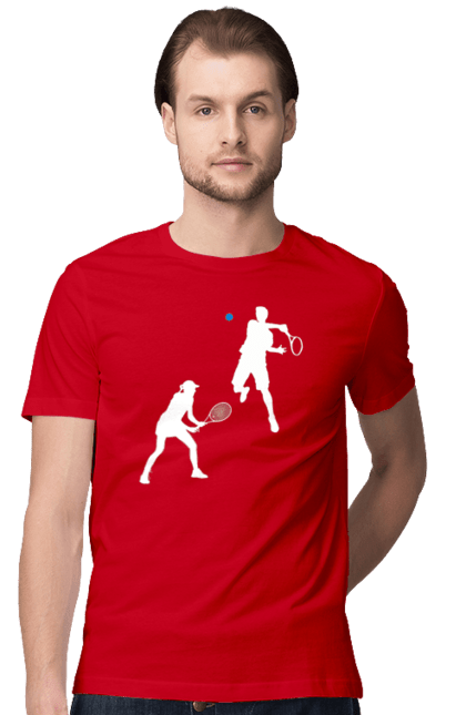 Футболка чоловіча з принтом "Теніс". Великий теніс, гравці, грунт, м`яч, призовий фонд, ракетка, спонсор, турнір на ґрунті, турнірна сітка, хард. 2070702