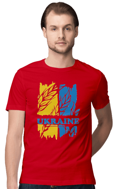 Футболка чоловіча з принтом "Україна колоски пшениці". Колоски пшениці, символ україни, україна, україна колоски пшениці, українська символіка. 2070702
