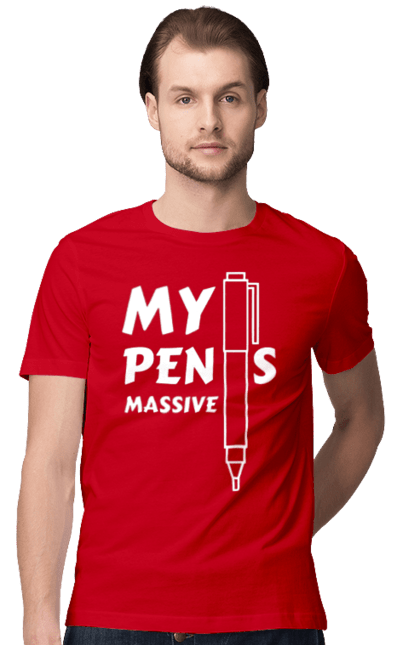 Футболка чоловіча з принтом "Моя ручка величезна". Гумор, мем, моя ручка величезна, прикол, прикольна, смішна. 2070702