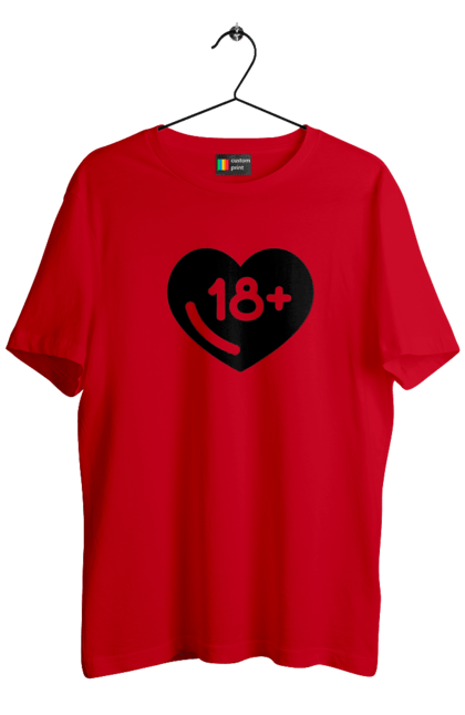 Men`s t-shirt with prints 18+. 18+, black, heart, prohibition, sex. 2070702
