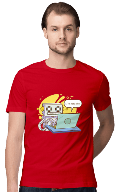 Футболка чоловіча з принтом "Я не робот Хакер зрозуміє 404 до дня програміста". 404, aws, backend, c++, cloud, css, frontend, golang, java, js, linux, python, script, web, ай ті, айті, айтішник, верстка, дата, код, компьютер, лаптоп, облако, ошибка, програміст, программа, программист, програмування, робот, хакер, язык. 2070702
