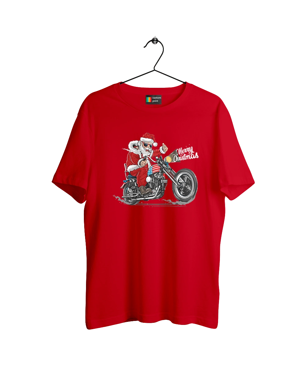 Санта в очках на мотоцикле