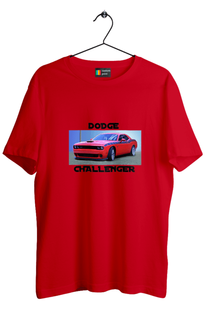 Футболка чоловіча з принтом "Додж челенджер". Авто, автомобіль, американська легенда, додж челенджер, класичний автомобіль, культовий автомобіль, масл кар, потужне авто. 2070702