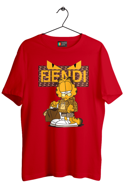 Футболка чоловіча з принтом "Fendi Гарфілд". Fendi, garfield, бренд, будинок моди, гарфілд, італія, люкс, мода, сумка, фенді. 2070702