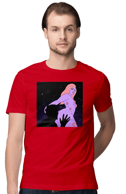 Футболка чоловіча з принтом "Фіолетова Дівчина". Дівчина, тіло. 2070702