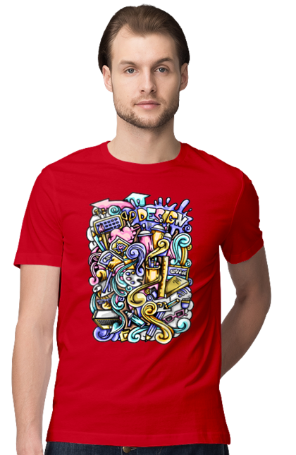 Футболка чоловіча з принтом "Школа навчання". Зошит, калькулятор, канцелярія, навчання, олівець, ручка, школа. 2070702