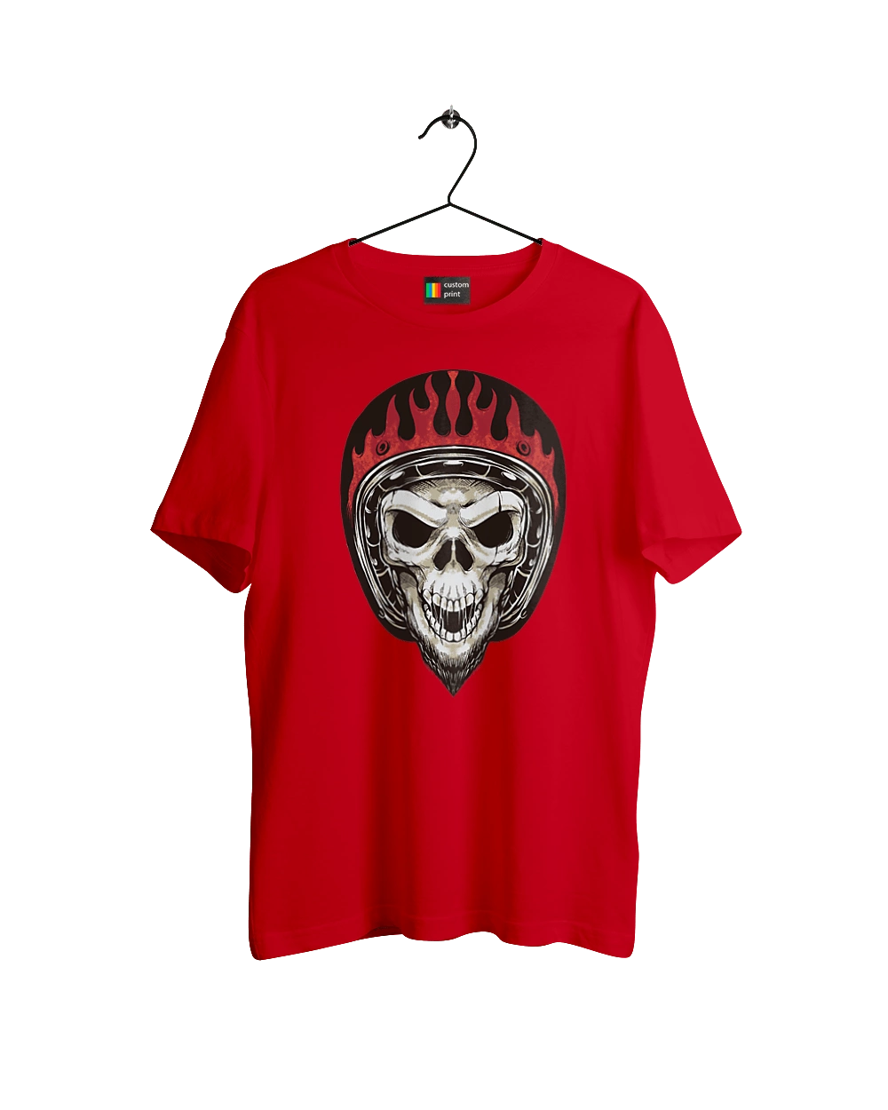 Skull in a motorcycle helmet