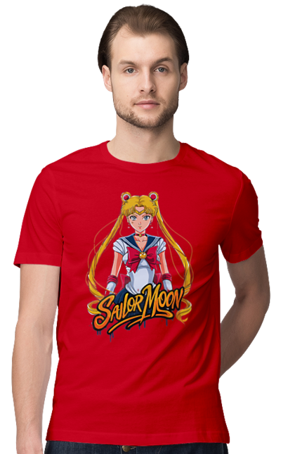 Men's t-shirt with prints Sailor Moon. Anime, drama, magical girl, sailor moon, tv series, usagi tsukino. 2070702