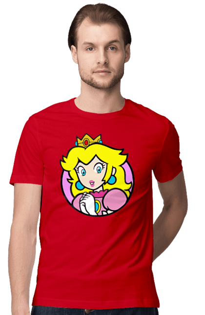 Men's t-shirt with prints Mario Bros. Princess Peach. Character, game, mario, mario bros, nintendo, princess peach, super mario bros. 2070702