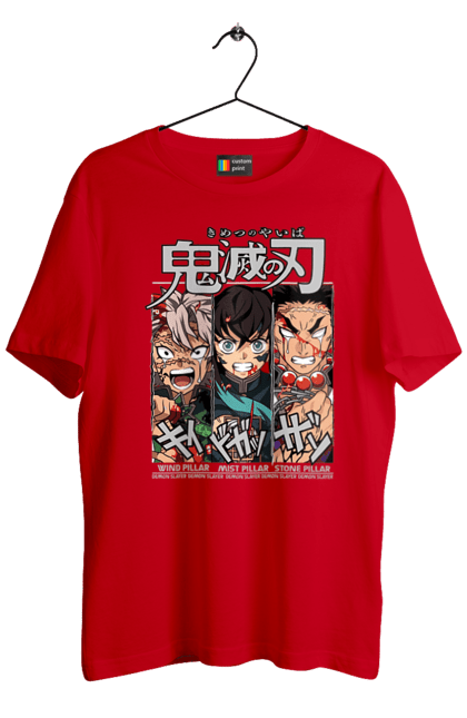 Men's t-shirt with prints Demon Slayer Sanemi Muichiro Gyomei. Anime, demon slayer, gyomei, himejima, kimetsu no yaiba, manga, muichiro, sanemi. 2070702