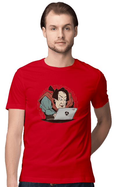 Футболка чоловіча з принтом "Ніндзя програміст". Angular, c, css, html, it, javascript, jquery, php, python, react, svelt, vue, айтишник, айті, гумор, код, кодувати, прогер, програміст, програмісти, ти ж, ти ж програміст, тиж програміст. 2070702