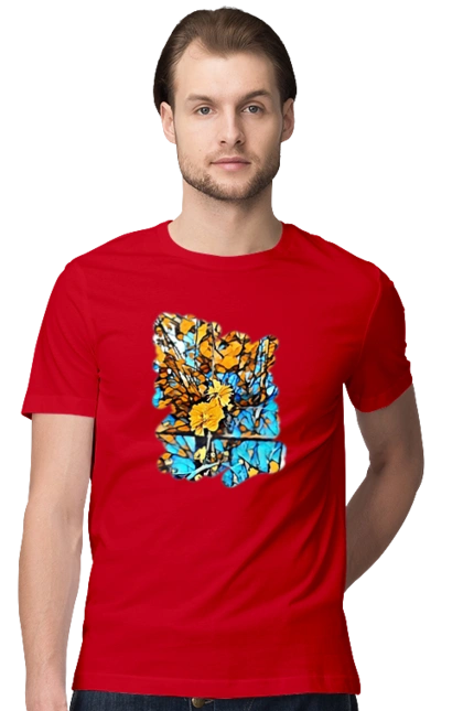 Жовті квіти на синьому фоні