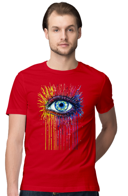 Men`s t-shirt with prints Colorful Flowing Eye. Eye, paints. 2070702