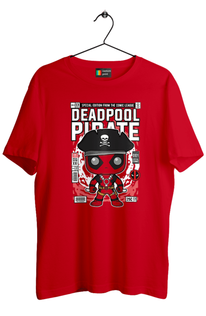 Футболка чоловіча з принтом "Deadpool Pirate". Басейн, герой, диво, комікси, мем, мертвих, тоталізатор, фільм. Funkotee