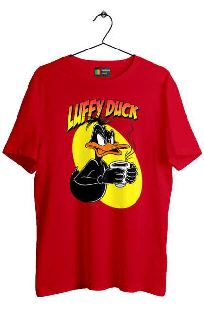 Футболка мужская с принтом Даффи Дак. Daffy duck, looney tunes, merrie melodies, warner brothers, даффи дак, мультфильм, персонаж, утка, утка даффи. 2070702