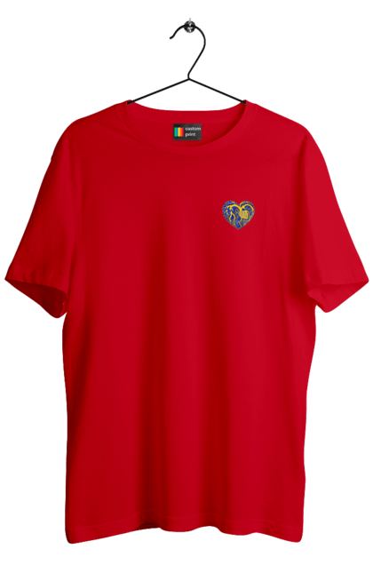 Men`s t-shirt with prints Hearts of the unbreakable. Dark blue, heart, symbolics, ukraine, unbreakable. 2070702