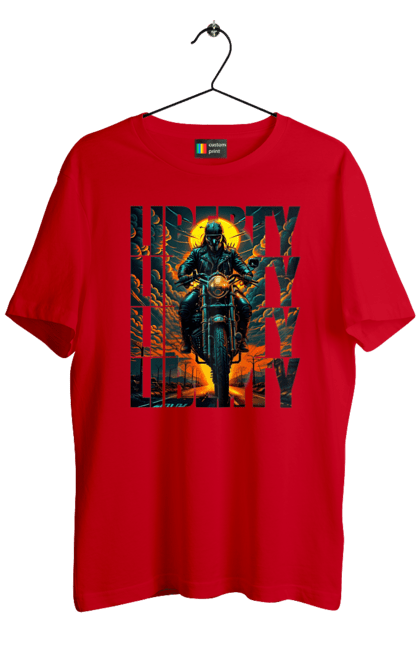 Футболка чоловіча з принтом "Байкер". Байкер, мотоцикліст, подорожі, свобода, туризм. 2070702