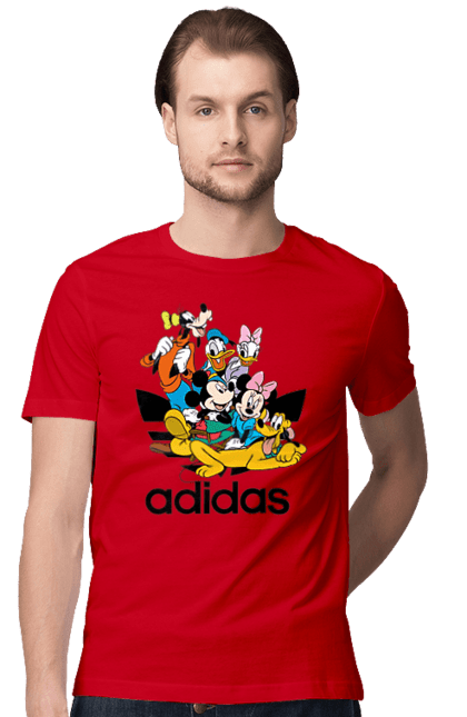 Футболка чоловіча з принтом "Adidas Міккі Маус". Adidas, mickey mouse, адідас, дісней, міккі, міккі маус, мультфільм. 2070702