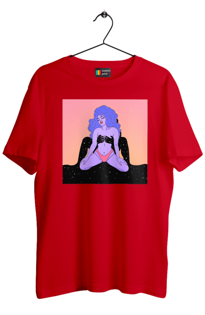 Футболка чоловіча з принтом "Фіолетова Дівчина В Трусиках". Інопланетянка, у трусах. 2070702