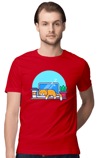 Футболка чоловіча з принтом "Кіт програміст". Angular, c, css, html, it, javascript, jquery, php, python, react, svelt, vue, айтишник, айті, гумор, код, кодувати, прогер, програміст, програмісти, ти ж, ти ж програміст, тиж програміст. 2070702