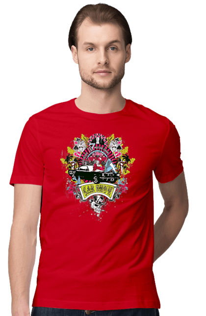 Футболка чоловіча з принтом "Автомобільне Шоу, Літо". Автомобіль, гроші, карти, пальма, шоу. 2070702